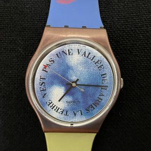 Vintage Swatch Watch AG 1989 Series 0032 La Terre N'est Pas Une Vallee De Larmas